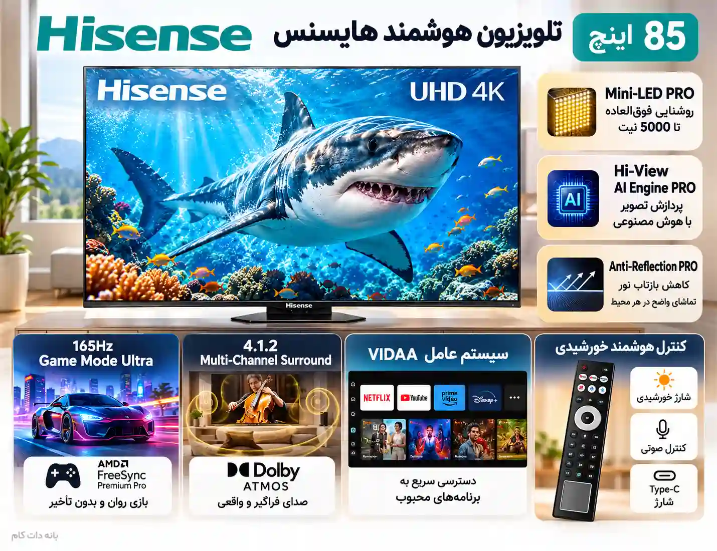 مشخصات تلویزیون هایسنس 85U8Q