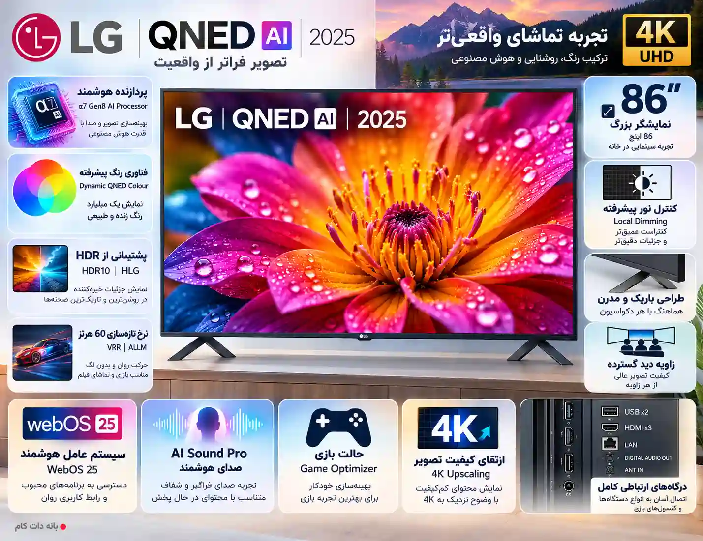 مشخصات تلویزیون ال جی 86QNED80A