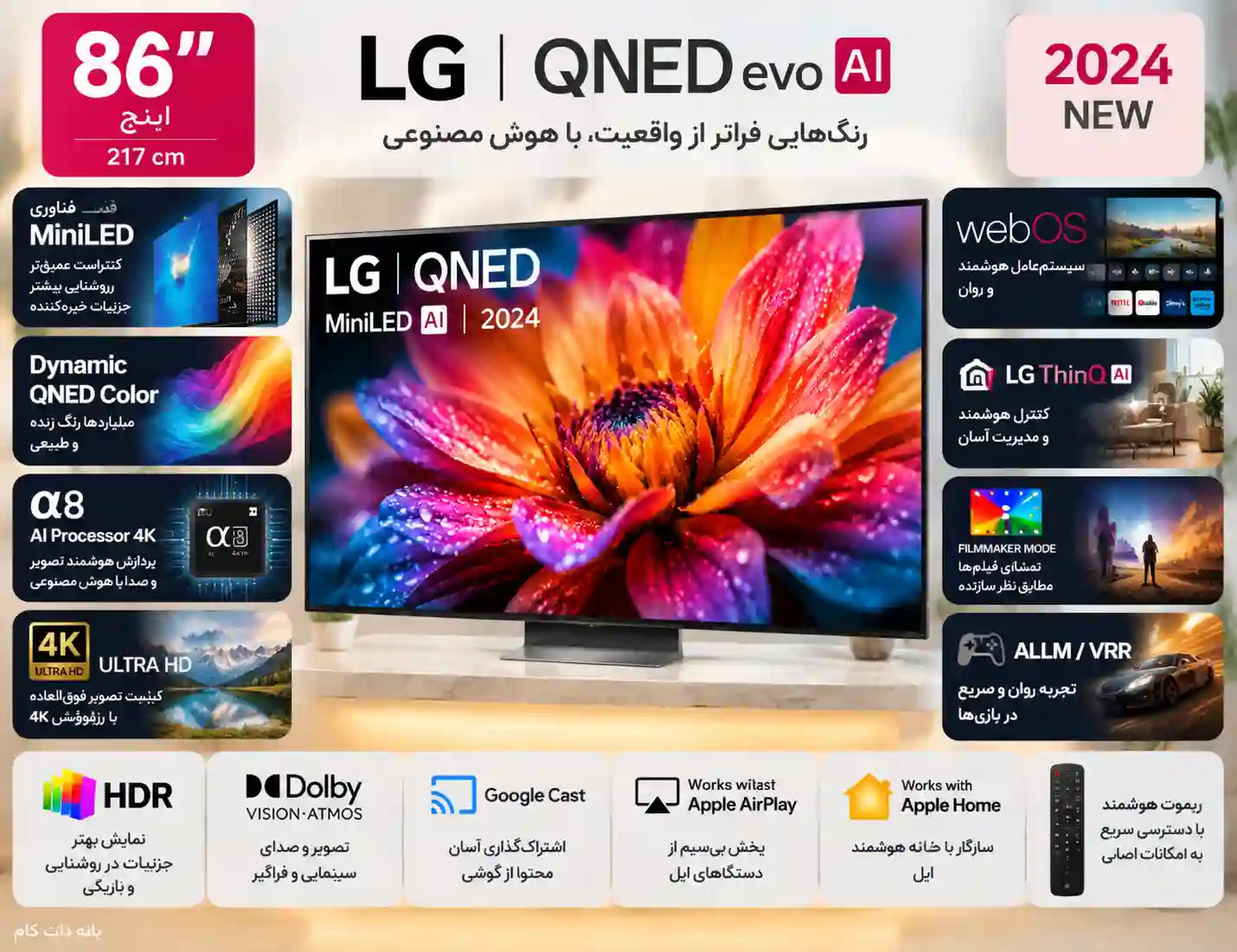 مشخصات تلویزیون ال جی 86QNED91A