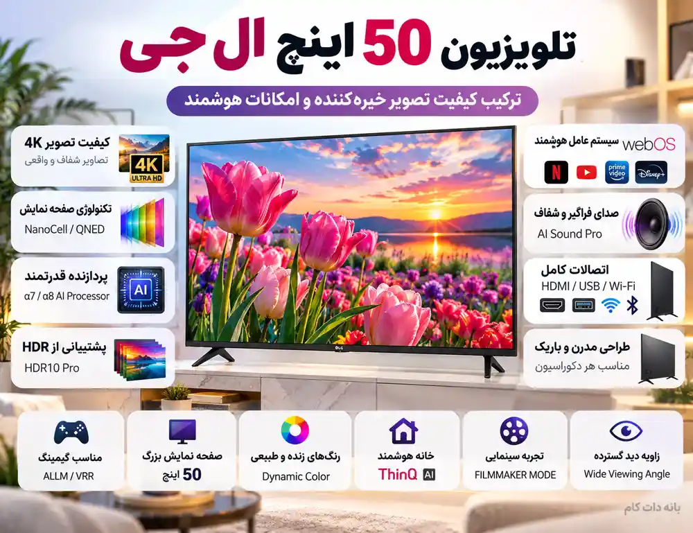 قیمت تلویزیون 50 اینچ ال جی 
